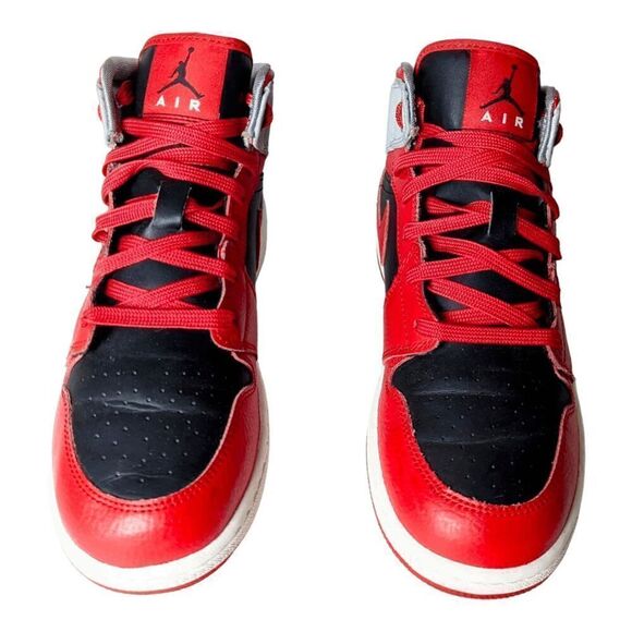 NIKE Air Jordan 1 Mid 'Fire Red' GS Sneakers Size 6Y/W7.5 - Picture 4 of 10